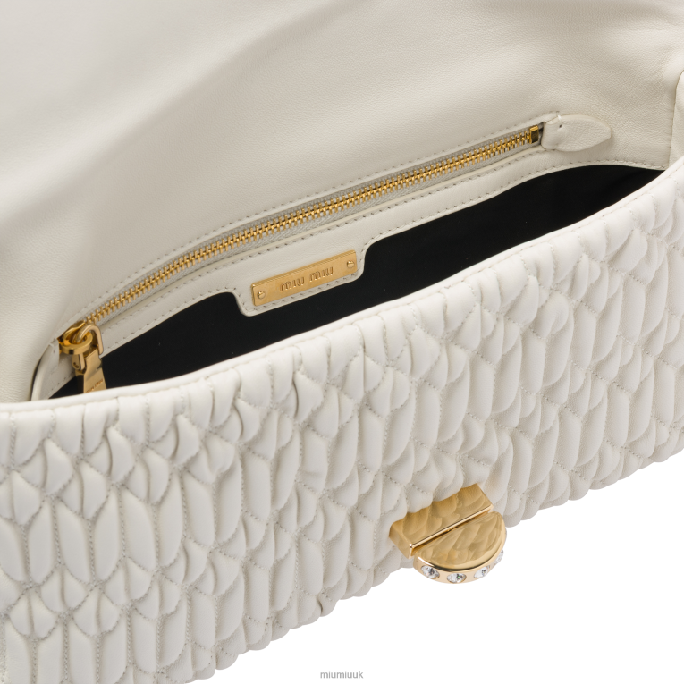 Collection Iconic Crystal Cloque Nappa Leather Bag Miu Miu XH28Z108 White