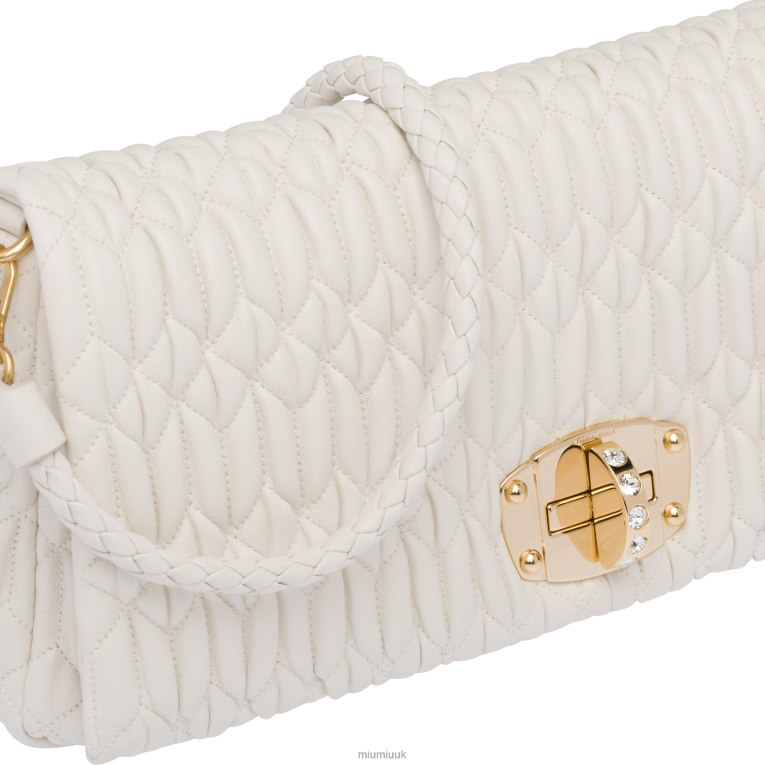 Collection Iconic Crystal Cloque Nappa Leather Bag Miu Miu XH28Z108 White