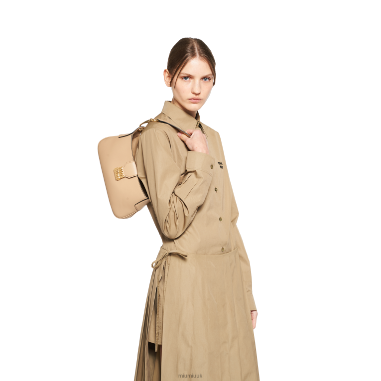 Collection Leather Hobo Bag Miu Miu XH28Z92 Sand Beige