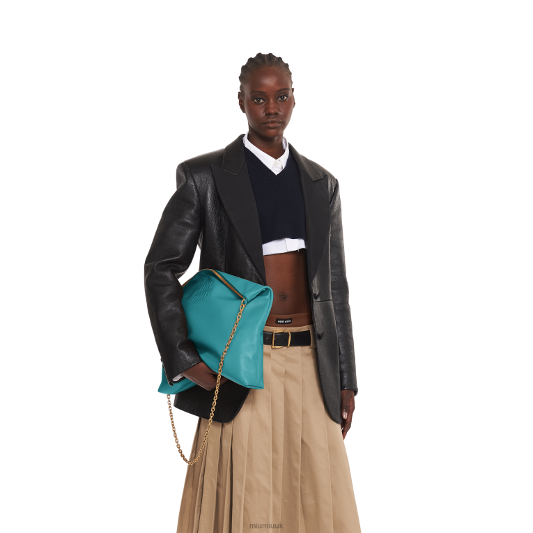 Collection Leather Shoulder Bag Miu Miu XH28Z97 Peacock Blue