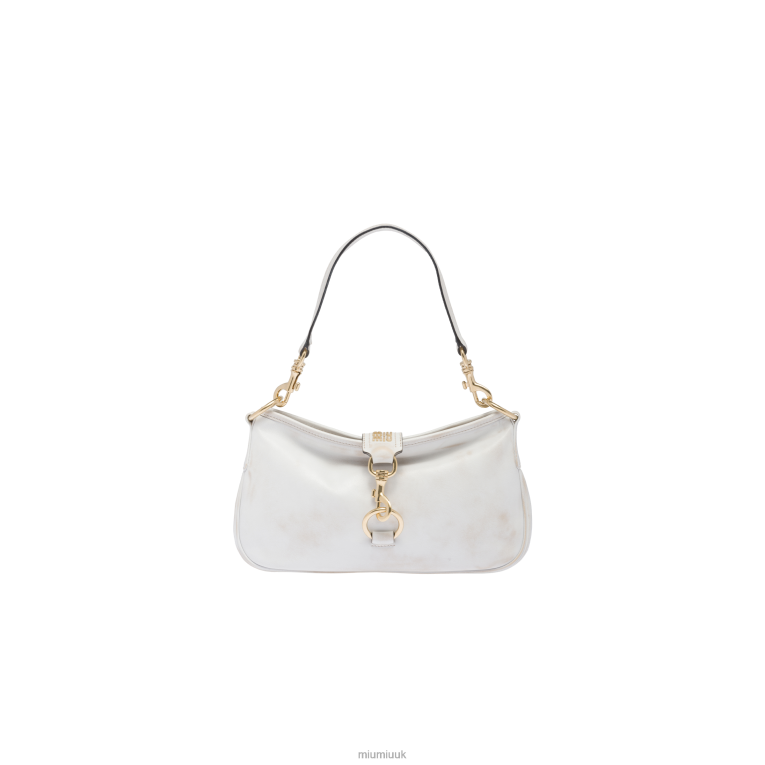 Collection Leather Shoulder Bag With Snap Hook Miu Miu XH28Z95 Sand/White