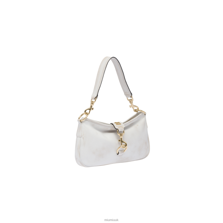 Collection Leather Shoulder Bag With Snap Hook Miu Miu XH28Z95 Sand/White