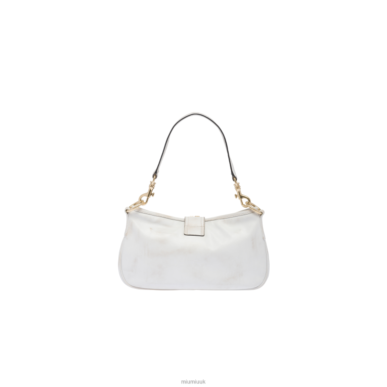Collection Leather Shoulder Bag With Snap Hook Miu Miu XH28Z95 Sand/White