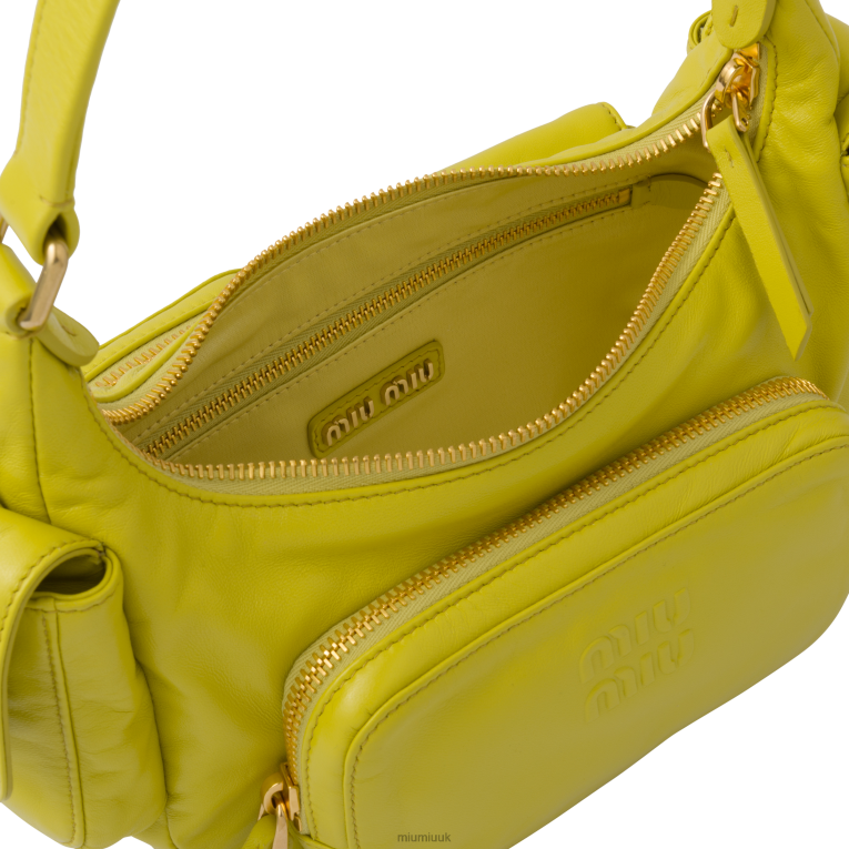 Collection Nappa Leather Pocket Bag Miu Miu XH28Z86 Citron Yellow