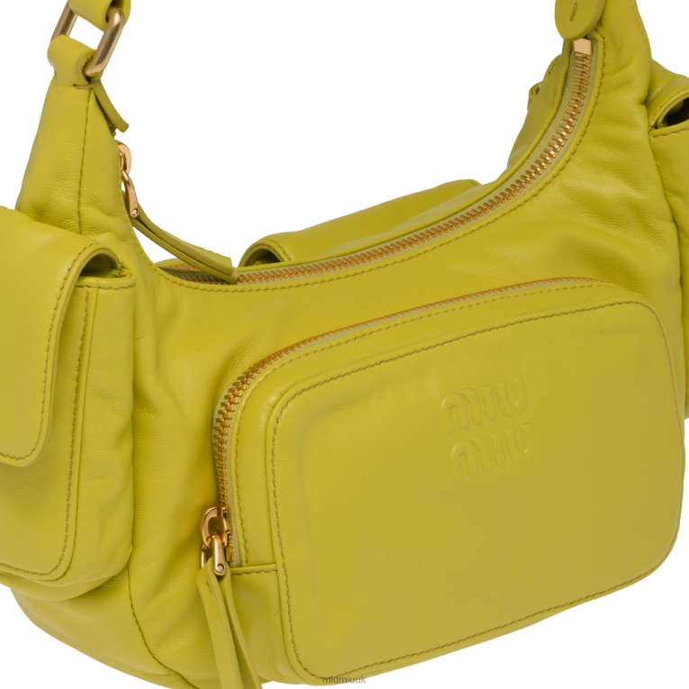 Collection Nappa Leather Pocket Bag Miu Miu XH28Z86 Citron Yellow