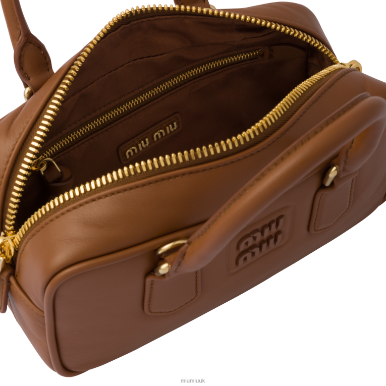 Collection Arcadie Leather Bag Miu Miu XH28Z135 Cognac