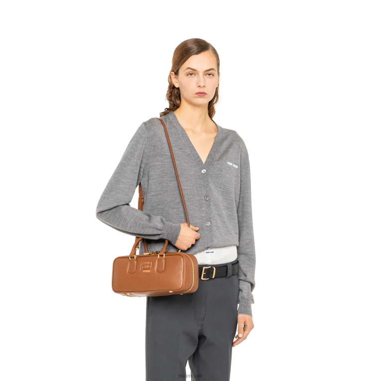 Collection Arcadie Leather Bag Miu Miu XH28Z140 Cognac