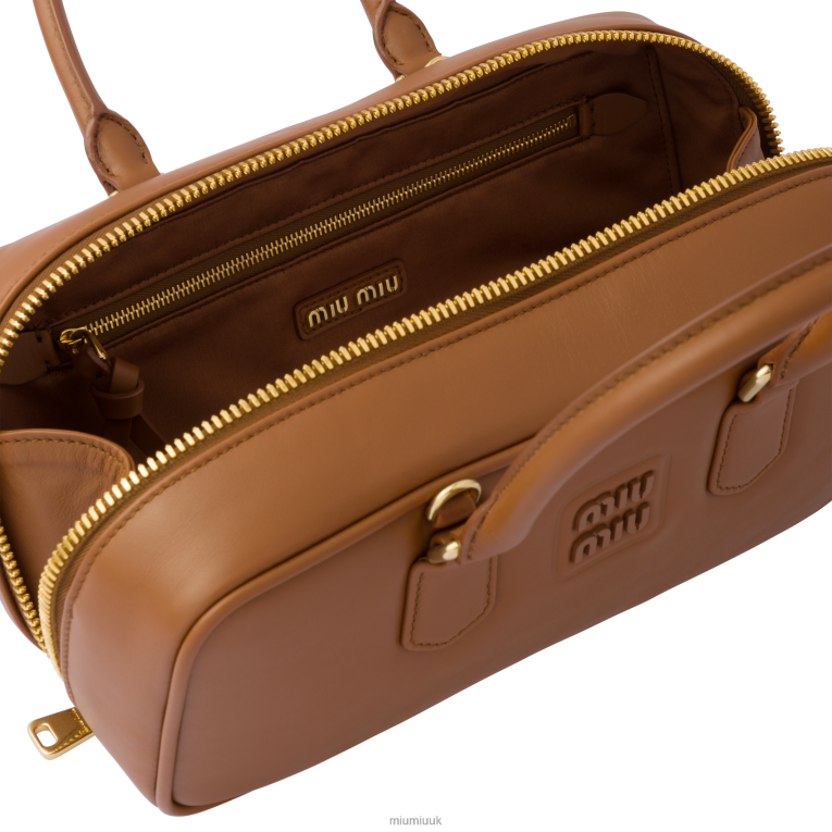 Collection Arcadie Leather Bag Miu Miu XH28Z140 Cognac