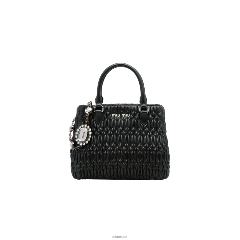 Collection Crystal Cloque Nappa Leather Handbag Miu Miu XH28Z158 Black