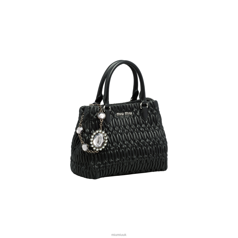 Collection Crystal Cloque Nappa Leather Handbag Miu Miu XH28Z158 Black