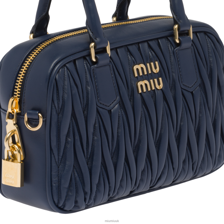 Collection Matelasse Nappa Leather Top-handle Bag Miu Miu XH28Z146 Baltic Blue
