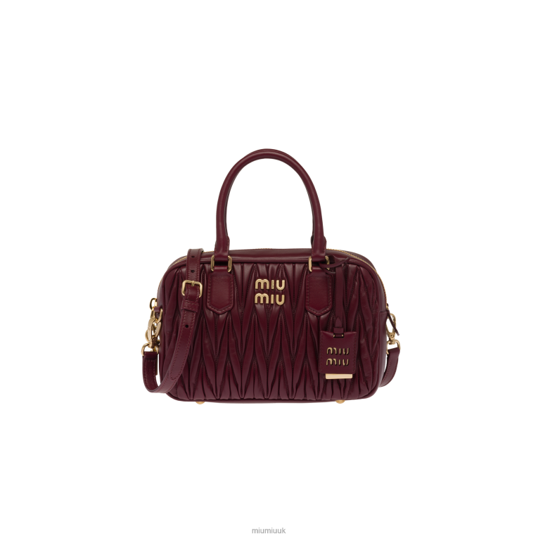 Collection Matelasse Nappa Leather Top-handle Bag Miu Miu XH28Z148 Amaranth Red/Maize Yellow