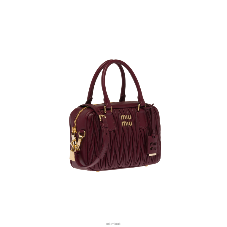 Collection Matelasse Nappa Leather Top-handle Bag Miu Miu XH28Z148 Amaranth Red/Maize Yellow