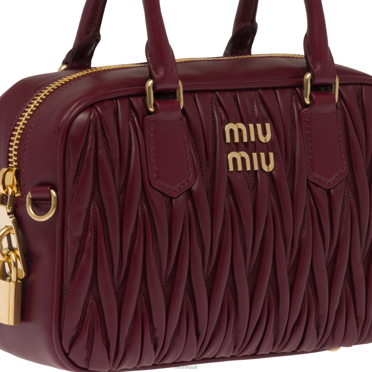 Collection Matelasse Nappa Leather Top-handle Bag Miu Miu XH28Z148 Amaranth Red/Maize Yellow