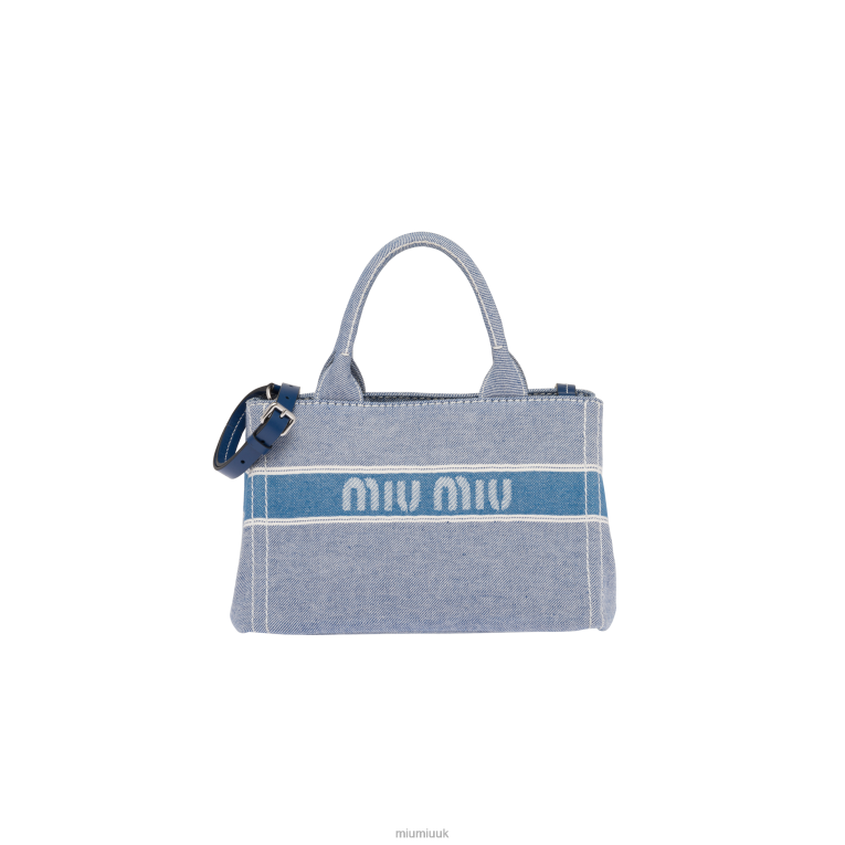 Collection Denim Handbag With Jacquard Logo Miu Miu XH28Z133 Bluette