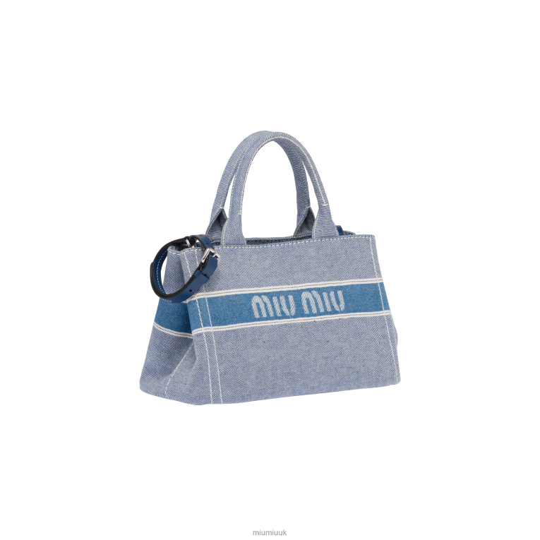 Collection Denim Handbag With Jacquard Logo Miu Miu XH28Z133 Bluette