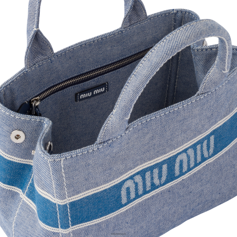 Collection Denim Handbag With Jacquard Logo Miu Miu XH28Z133 Bluette
