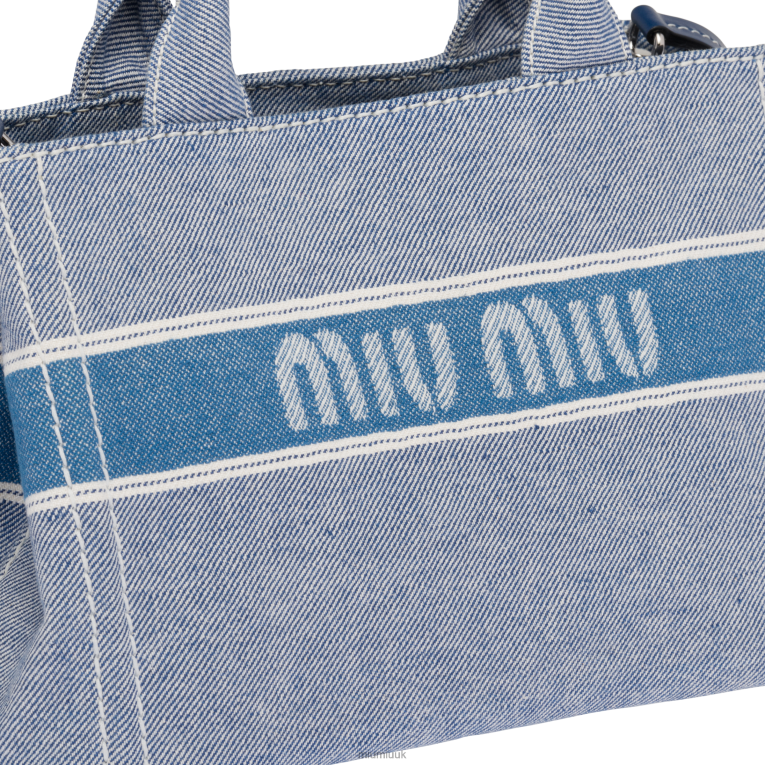 Collection Denim Handbag With Jacquard Logo Miu Miu XH28Z133 Bluette