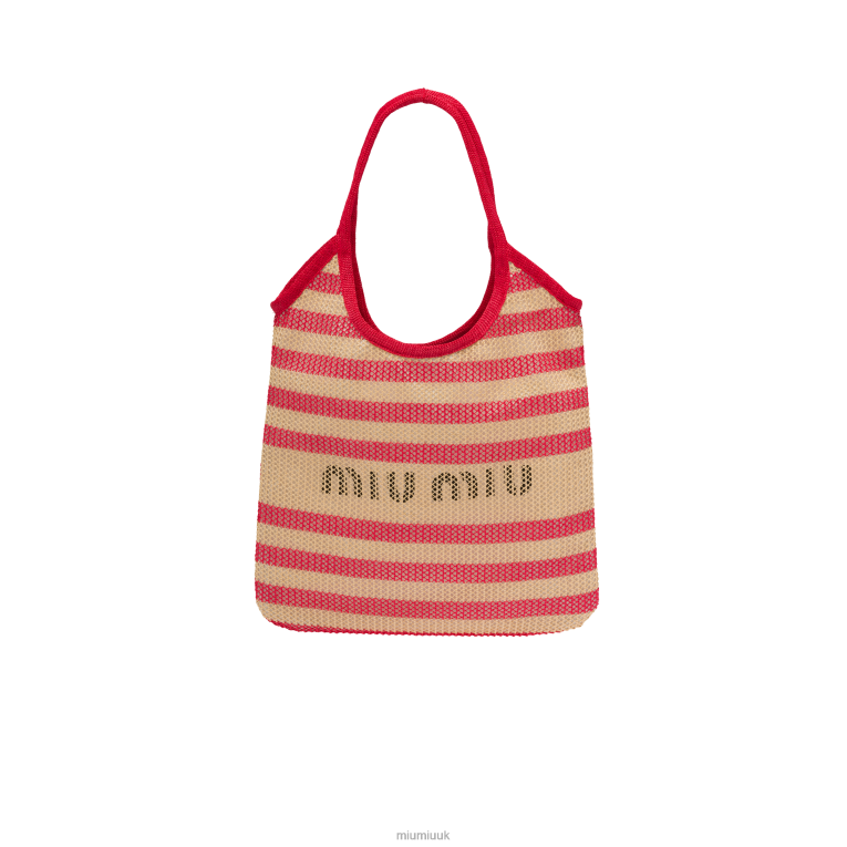 Collection Fabric And Linen Tote Bag Miu Miu XH28Z124 Red/Beige