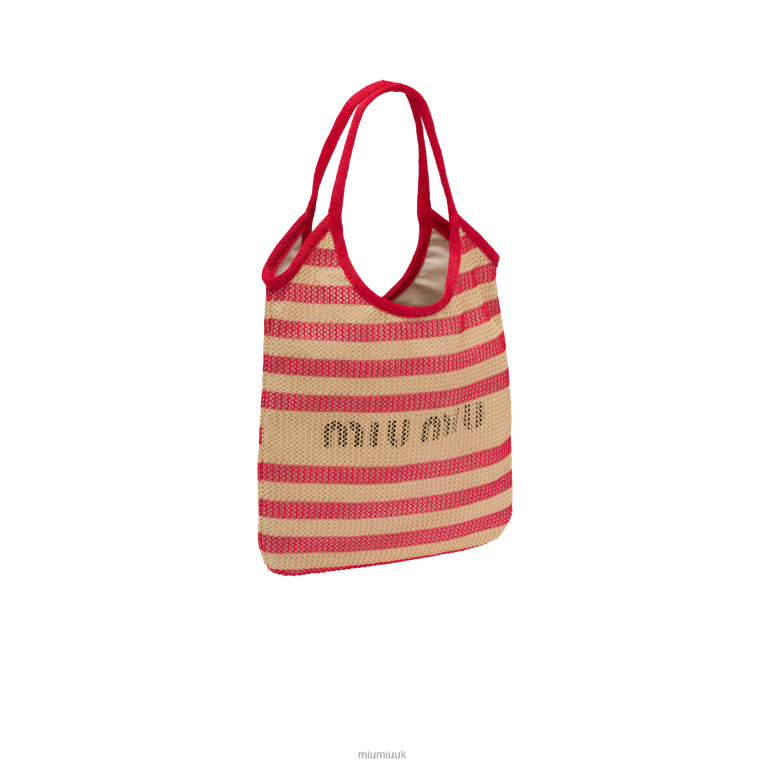 Collection Fabric And Linen Tote Bag Miu Miu XH28Z124 Red/Beige