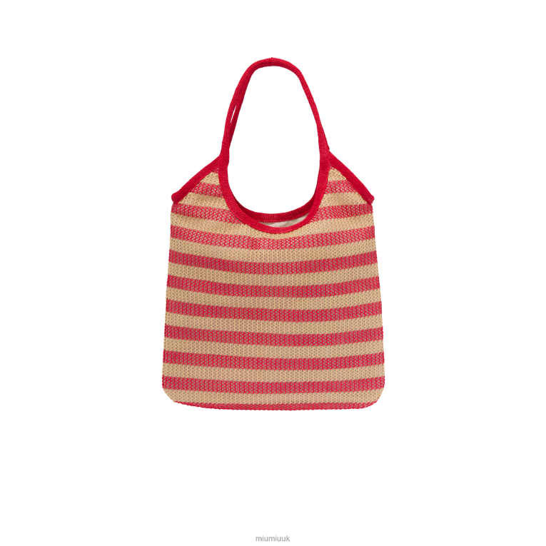 Collection Fabric And Linen Tote Bag Miu Miu XH28Z124 Red/Beige