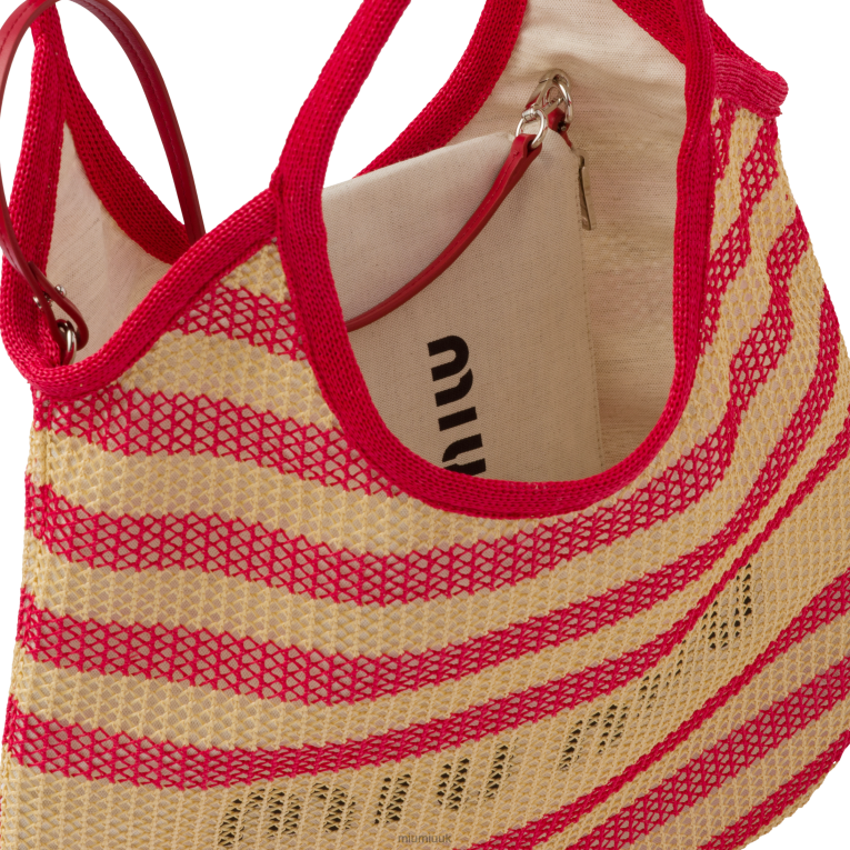 Collection Fabric And Linen Tote Bag Miu Miu XH28Z124 Red/Beige