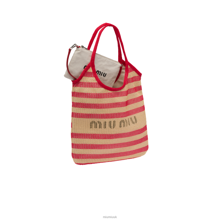 Collection Fabric And Linen Tote Bag Miu Miu XH28Z124 Red/Beige