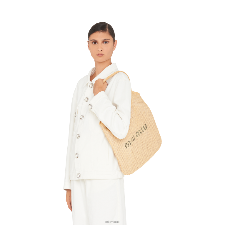 Collection Fabric And Linen Tote Bag Miu Miu XH28Z125 Natural