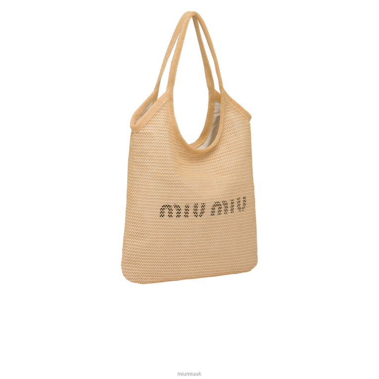 Collection Fabric And Linen Tote Bag Miu Miu XH28Z125 Natural