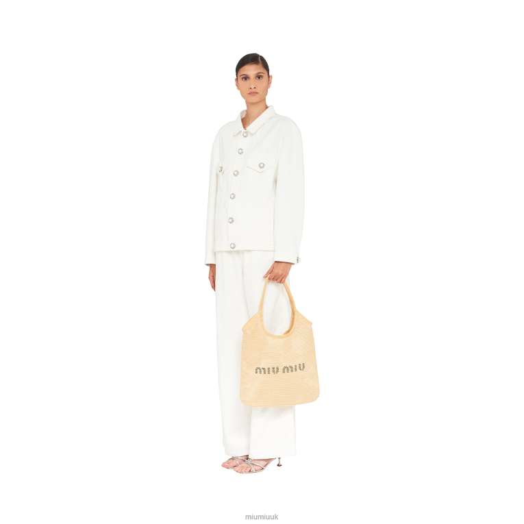 Collection Fabric And Linen Tote Bag Miu Miu XH28Z125 Natural