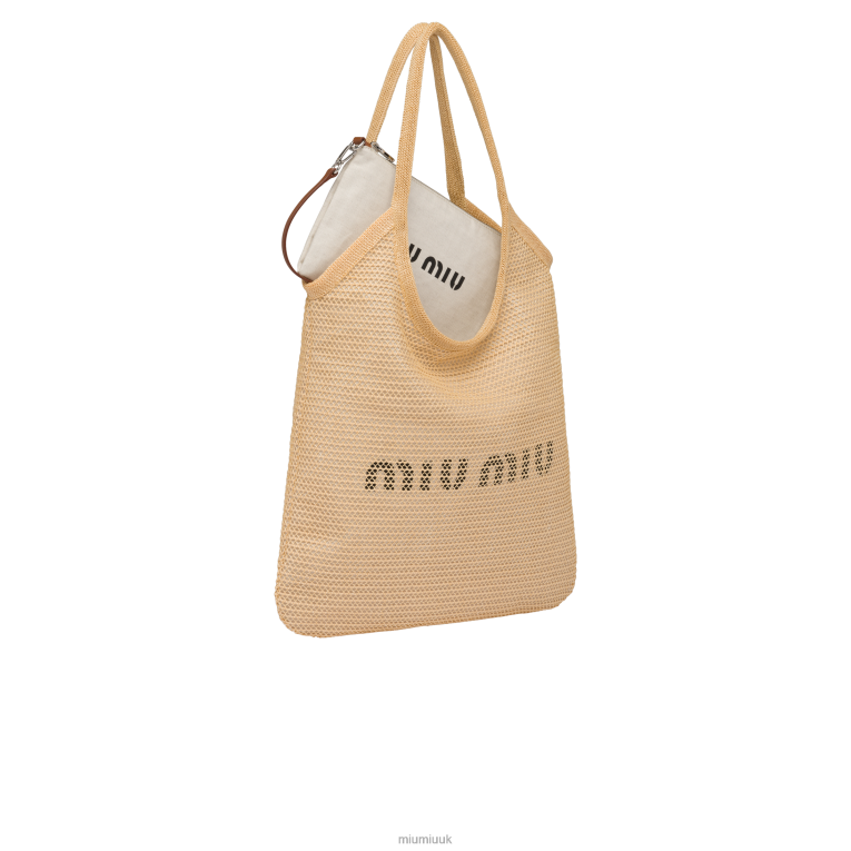 Collection Fabric And Linen Tote Bag Miu Miu XH28Z125 Natural