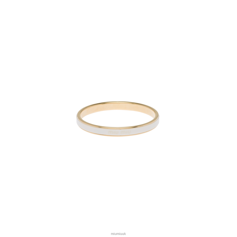 Jewels Enameled Metal Bangle Bracelet Miu Miu XH28Z1334 White