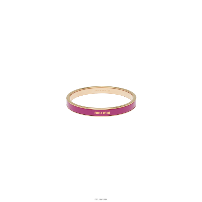 Jewels Enameled Metal Bangle Bracelet Miu Miu XH28Z1336 Fuchsia