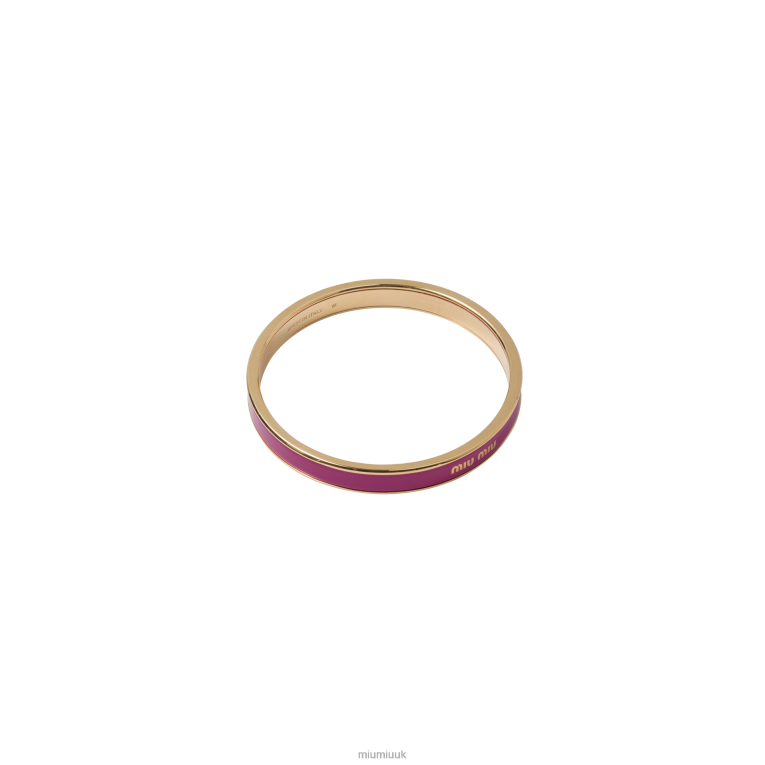 Jewels Enameled Metal Bangle Bracelet Miu Miu XH28Z1336 Fuchsia