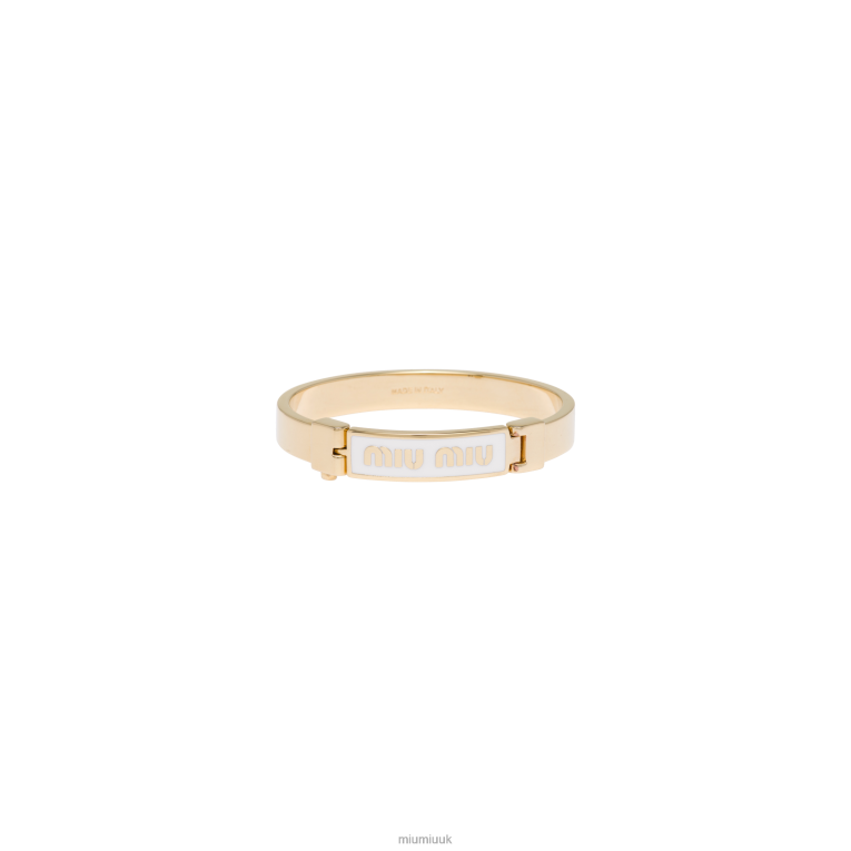 Jewels Enameled Metal Bracelet Miu Miu XH28Z1337 White