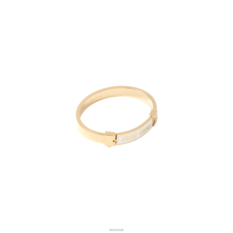 Jewels Enameled Metal Bracelet Miu Miu XH28Z1337 White