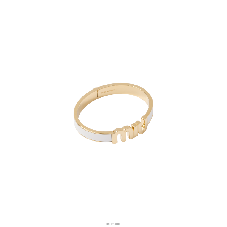 Jewels Enameled Metal Bracelet Miu Miu XH28Z1339 White