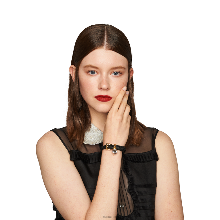 Jewels Madras Leather Bracelet Miu Miu XH28Z1364 Black