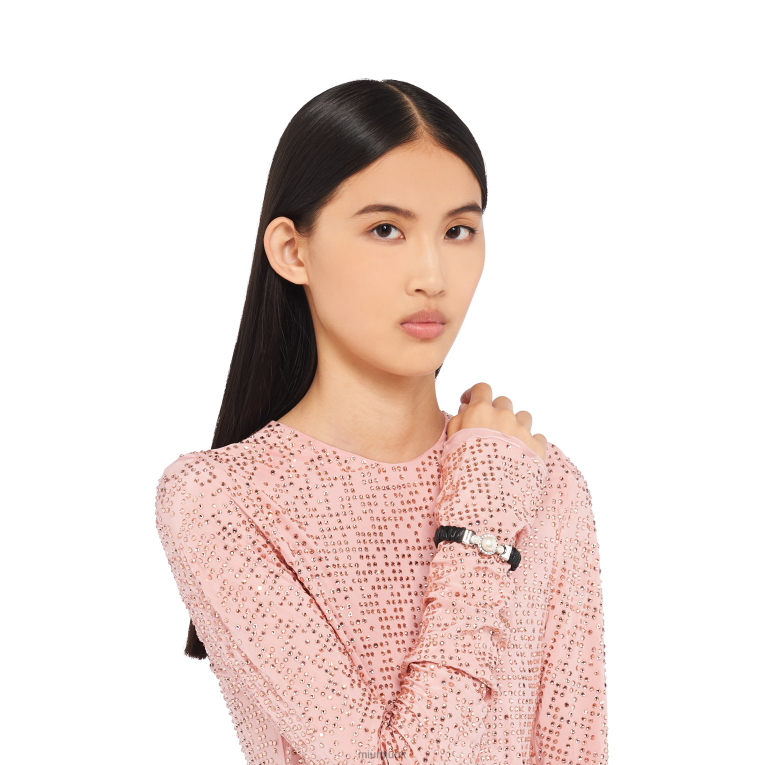 Jewels Nappa Leather And Metal Bracelet Miu Miu XH28Z1344 Black