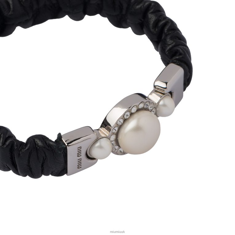 Jewels Nappa Leather And Metal Bracelet Miu Miu XH28Z1344 Black
