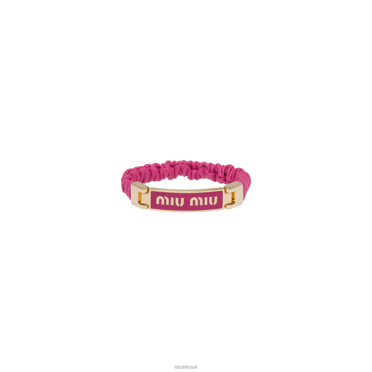 Jewels Nappa Leather And Metal Bracelet With Logo Miu Miu XH28Z1346 Fuchsia