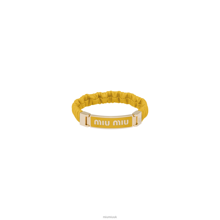 Jewels Nappa Leather And Metal Bracelet With Logo Miu Miu XH28Z1348 Sunny Yellow