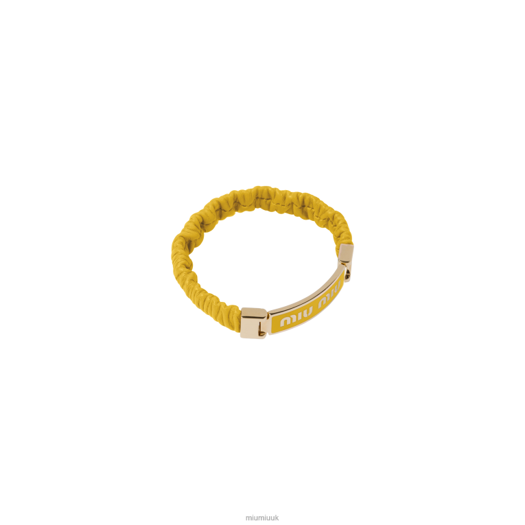 Jewels Nappa Leather And Metal Bracelet With Logo Miu Miu XH28Z1348 Sunny Yellow