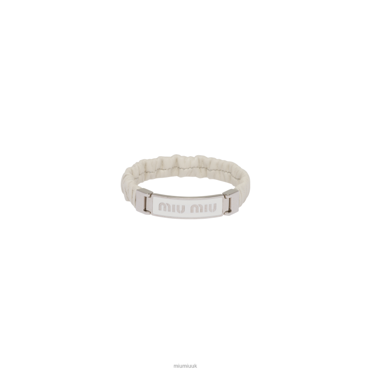 Jewels Nappa Leather And Metal Bracelet With Logo Miu Miu XH28Z1349 White