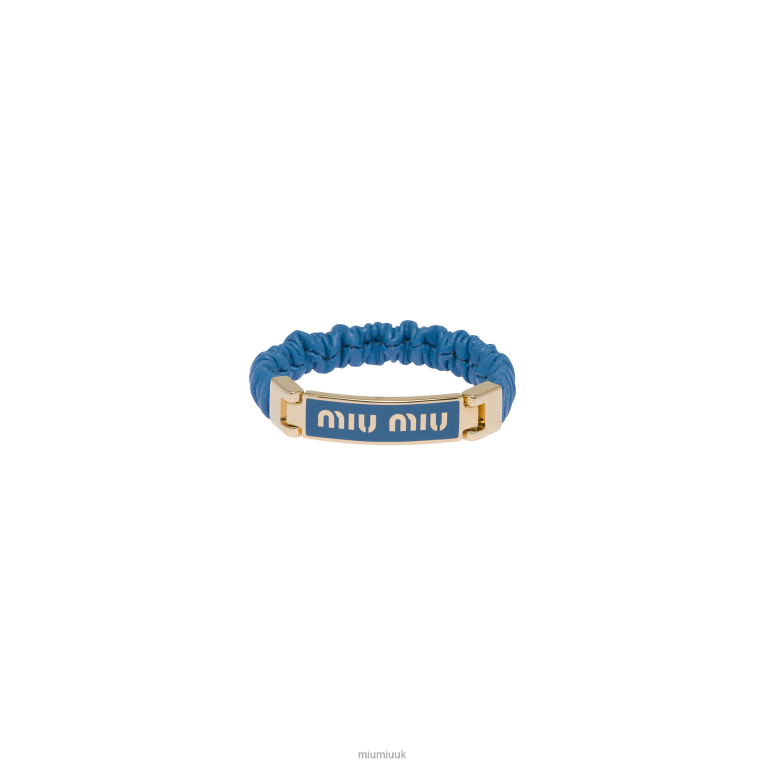 Jewels Nappa Leather And Metal Bracelet With Logo Miu Miu XH28Z1350 Light Blue