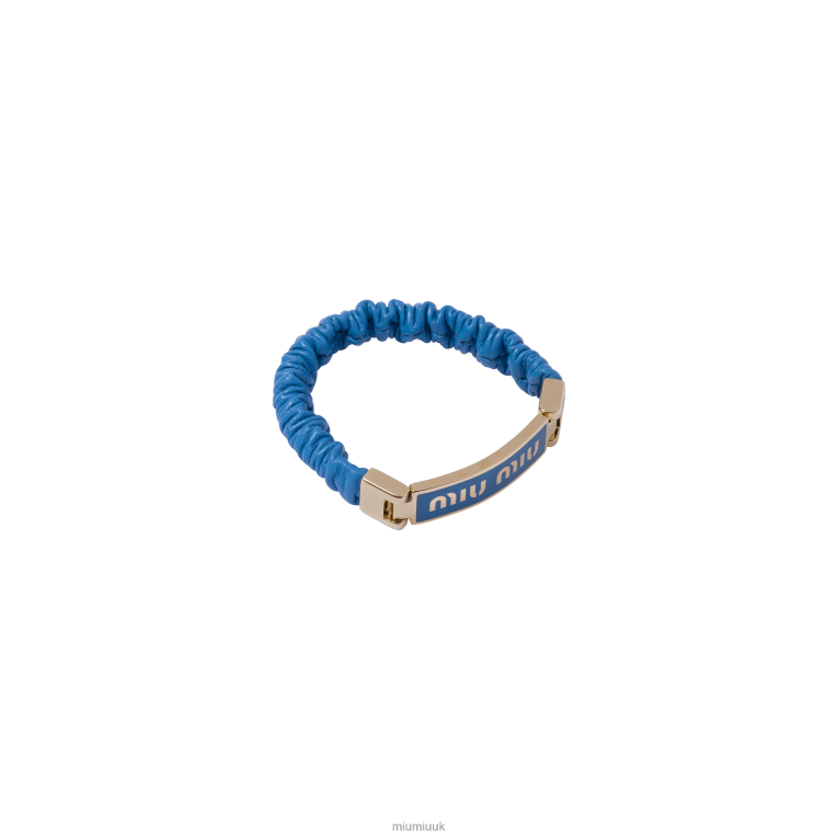 Jewels Nappa Leather And Metal Bracelet With Logo Miu Miu XH28Z1350 Light Blue