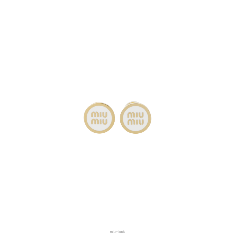 Jewels Enameled Metal Earrings Miu Miu XH28Z1295 White