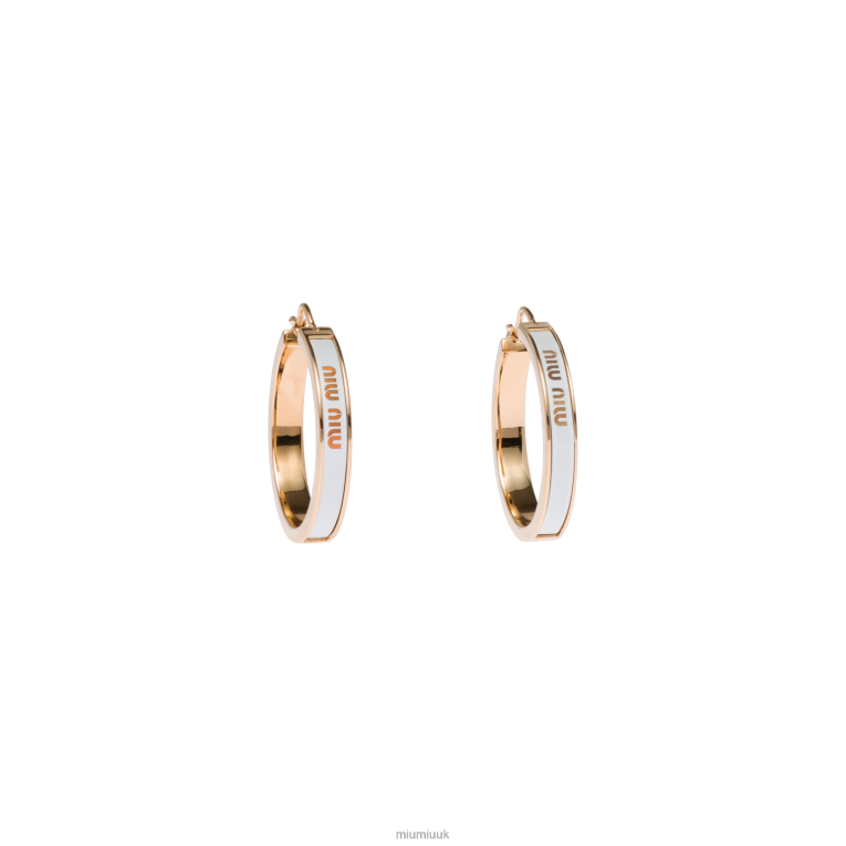 Jewels Enameled Metal Earrings Miu Miu XH28Z1303 White