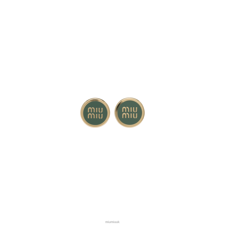 Jewels Enameled Metal Earrings Miu Miu XH28Z1305 Sage Green