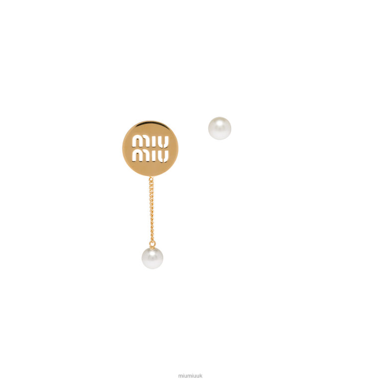 Jewels Logo Earrings Miu Miu XH28Z1318 Gold/Cream